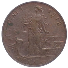 Монета 1 чентезимо 1912 года Италия (аверс)