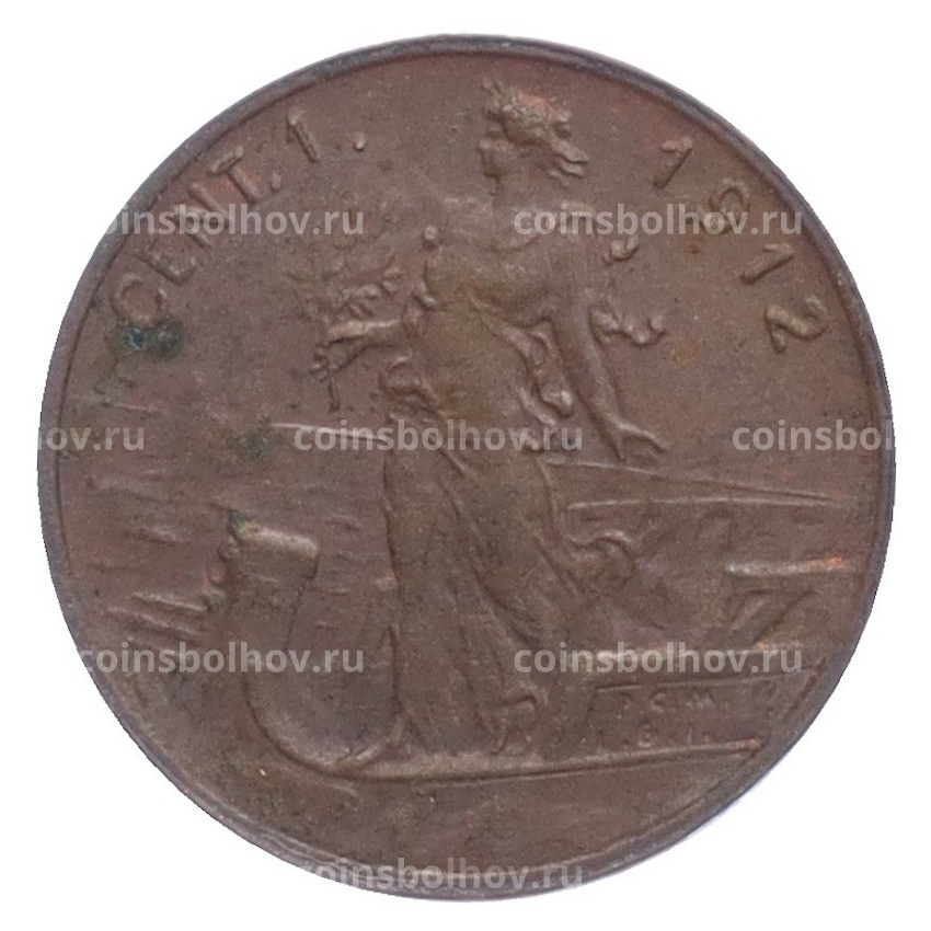 Монета 1 чентезимо 1912 года Италия