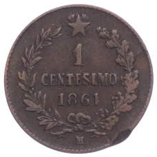 Монета 1 чентезимо 1861 года M Италия (аверс)