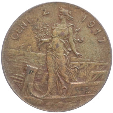 Монета 2 чентезимо 1917 года Италия (аверс)