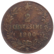 Монета 2 чентезимо 1900 года Италия (аверс)