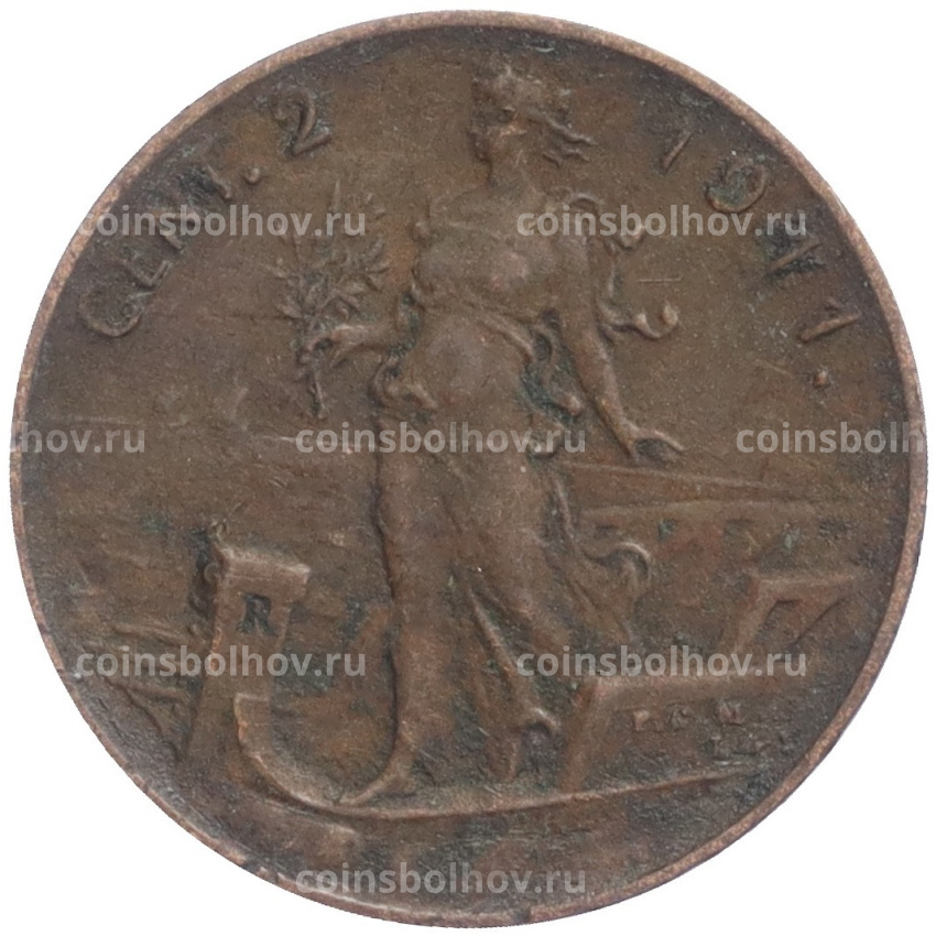 Монета 2 чентезимо 1911 года Италия
