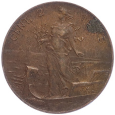 Монета 2 чентезимо 1915 года Италия (аверс)