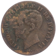 Монета 2 чентезимо 1867 года М Италия (реверс)