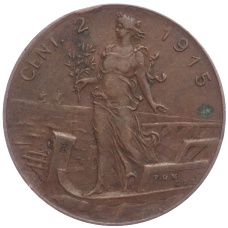 Монета 2 чентезимо 1915 года Италия (аверс)