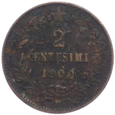 Монета 2 чентезимо 1900 года Италия (аверс)