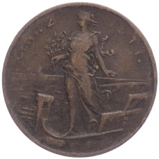 Монета 2 чентезимо 1911 года Италия (аверс)