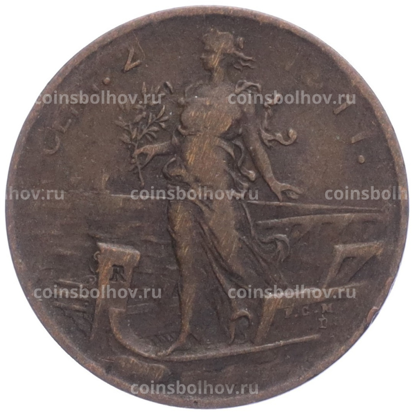 Монета 2 чентезимо 1911 года Италия