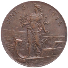 Монета 2 чентезимо 1915 года Италия (аверс)