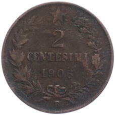 Монета 2 чентезимо 1906 года Италия (аверс)