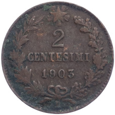 Монета 2 чентезимо 1903 года Италия (аверс)
