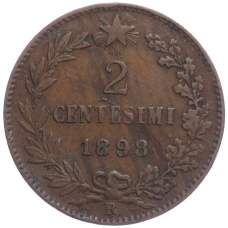 Монета 2 чентезимо 1898 года Италия (аверс)