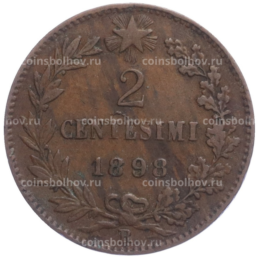 Монета 2 чентезимо 1898 года Италия