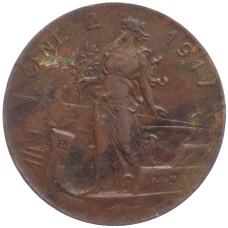 Монета 2 чентезимо 1917 года Италия (аверс)