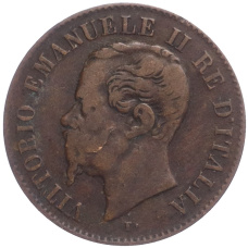 Монета 2 чентезимо 1867 года М Италия (реверс)