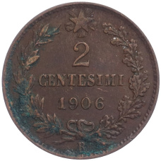 Монета 2 чентезимо 1906 года Италия (аверс)