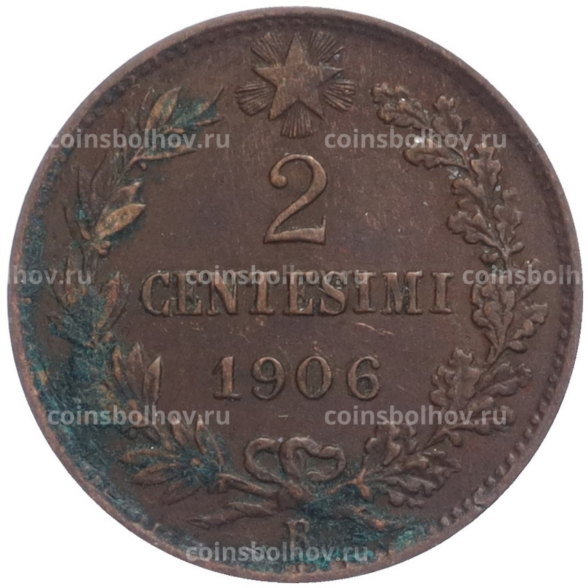 Монета 2 чентезимо 1906 года Италия
