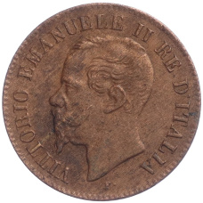 Монета 2 чентезимо 1861 года М Италия (реверс)