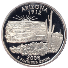 Монета 1/4 доллара (25 центов) 2008 года S США «Штаты и территории — Аризона» (аверс)
