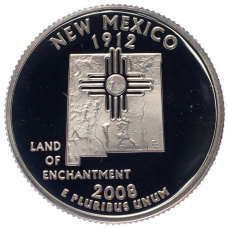 Монета 1/4 доллара (25 центов) 2008 года S США «Штаты и территории — Нью-Мехико» (аверс)