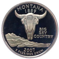 Монета 1/4 доллара (25 центов) 2007 года S США «Штаты и территории — Монтана» (аверс)