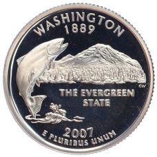Монета 1/4 доллара (25 центов) 2007 года S США «Штаты и территории — Вашингтон» (аверс)