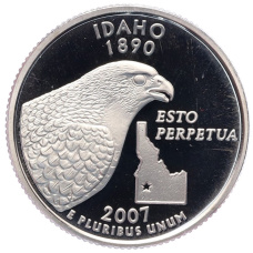 Монета 1/4 доллара (25 центов) 2007 года S США «Штаты и территории — Айдахо» (аверс)