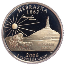 Монета 1/4 доллара (25 центов) 2006 года S США «Штаты и территории — Небраска» (аверс)