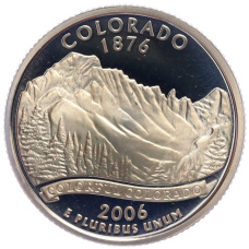 Монета 1/4 доллара (25 центов) 2006 года S США «Штаты и территории — Штат Колорадо» (аверс)