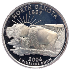 Монета 1/4 доллара (25 центов) 2006 года S США «Штаты и территории — Северная Дакота» (аверс)