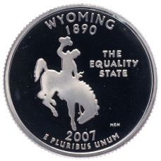 Монета 1/4 доллара (25 центов) 2007 года S США «Штаты и территории — Вайоминг» (аверс)