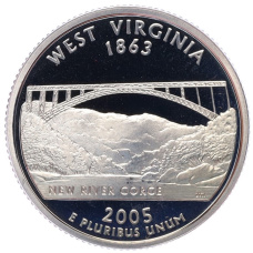 Монета 1/4 доллара (25 центов) 2005 года S США «Штаты и территории — Западная Вирджиния» (аверс)