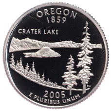 Монета 1/4 доллара (25 центов) 2005 года S США «Штаты и территории — Орегон» (аверс)
