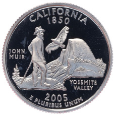 Монета 1/4 доллара (25 центов) 2005 года S США «Штаты и территории — Штат Калифорния» (аверс)