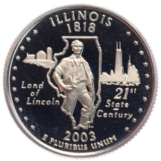 Монета 1/4 доллара (25 центов) 2003 года S США «Штаты и территории — Иллинойс» (аверс)