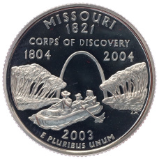 Монета 1/4 доллара (25 центов) 2003 года S США «Штаты и территории — Миссури» (аверс)