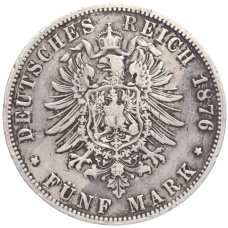 Монета 5 марок 1876 года В Германия (Пруссия) (реверс)