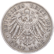 Монета 5 марок 1908 года A Германия (Пруссия) (реверс)