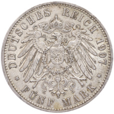 Монета 5 марок 1907 года A Германия (Пруссия) (реверс)