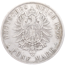 Монета 5 марок 1876 года C Германия (Пруссия) (реверс)