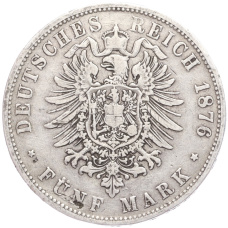 Монета 5 марок 1876 года C Германия (Пруссия) (реверс)