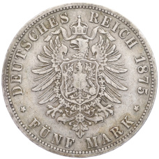 Монета 5 марок 1875 года В Германия (Пруссия) (реверс)