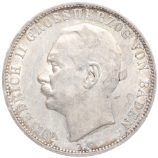 Монета 5 марок 1913 года G Германия (Баден) (аверс)