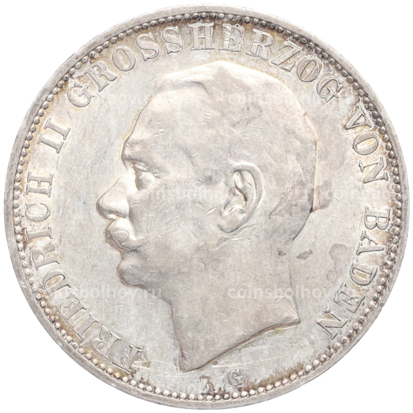 Монета 5 марок 1913 года G Германия (Баден)