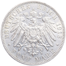 Монета 5 марок 1913 года F Германия (Вюртемберг) (реверс)