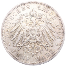 Монета 5 марок 1898 года F Германия (Вюртемберг) (реверс)
