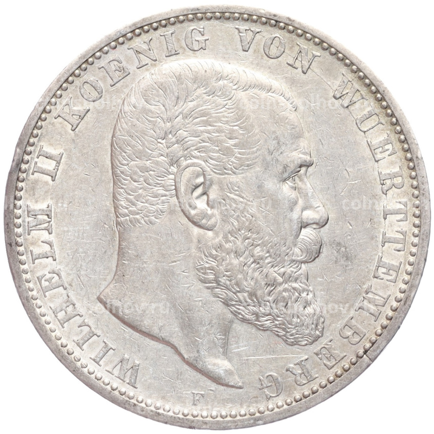Монета 5 марок 1908 года F Германия (Вюртемберг)