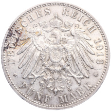 Монета 5 марок 1913 года F Германия (Вюртемберг) (реверс)