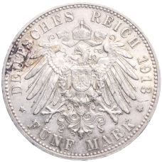Монета 5 марок 1913 года F Германия (Вюртемберг) (реверс)
