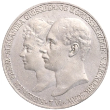 Монета 5 марок 1904 года Германия (Мекленбург-Шверин) «Свадьба Герцога Фридриха Франца IV» (аверс)